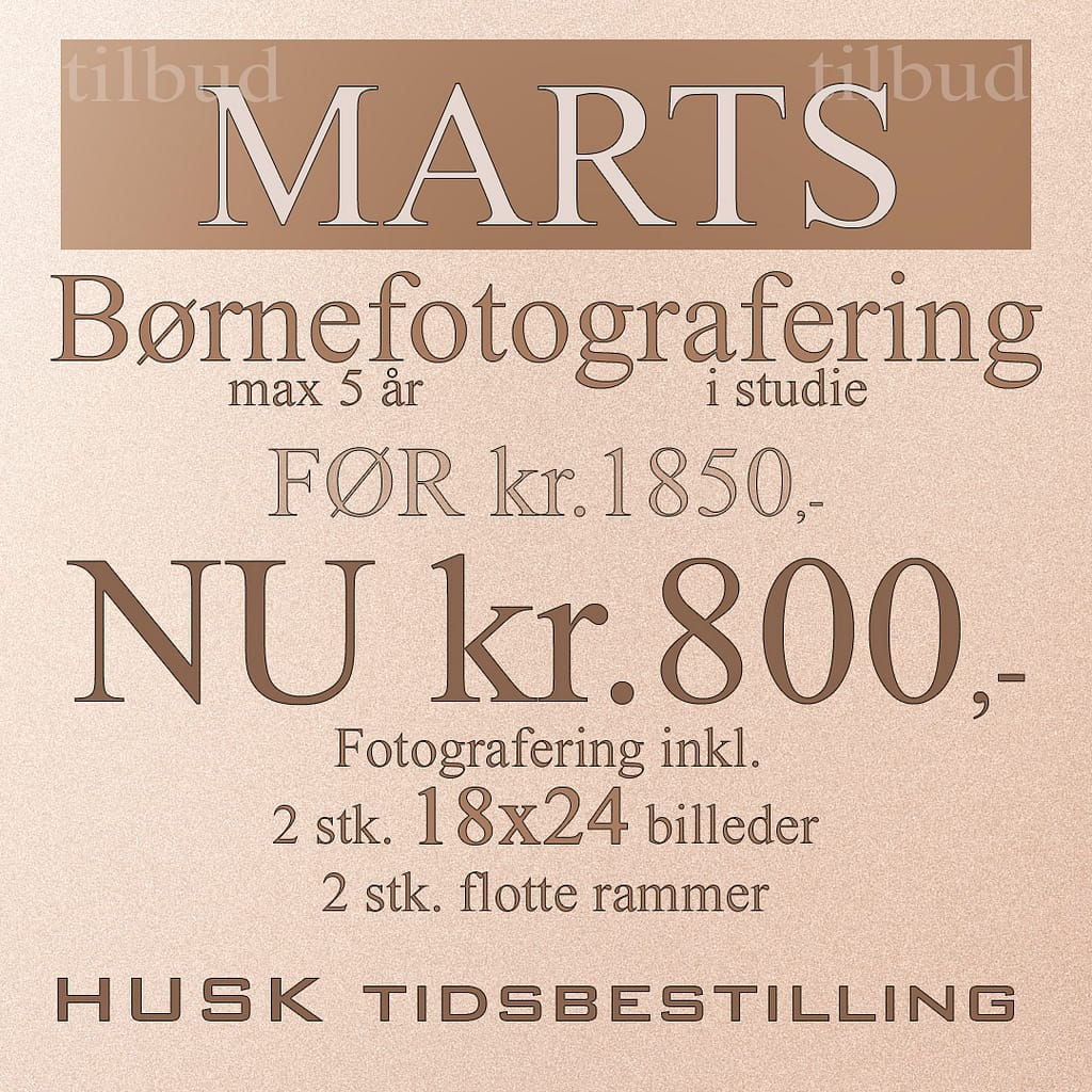 Tilbud på børnefotografering i hele marts måned