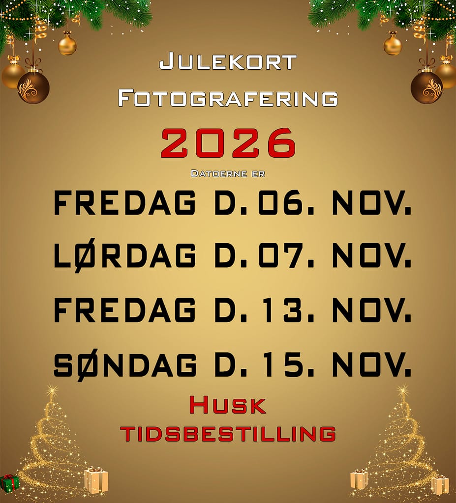 Julekortfotografering 2026 hos Fotobo i Kolding – book tid til julekortfotografering
